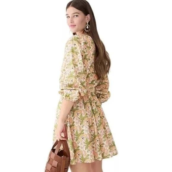 J. Crew Smocked Waist Mini Dress Floral Liberty Butterfield Poppy Size XS - Picture 2 of 6